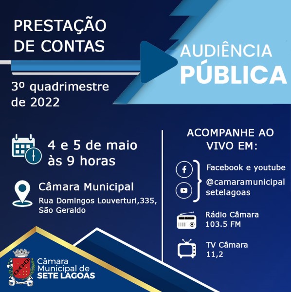Câmara de Sete Lagoas realiza audiências de prestação de contas do executivo