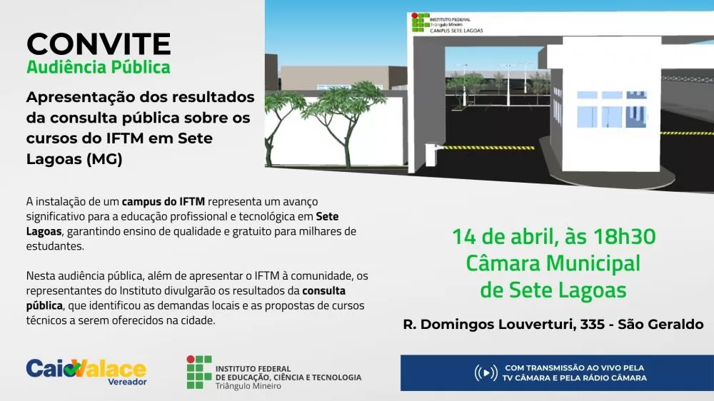 Audiência Pública apresentará Instituto Federal à comunidade de Sete Lagoas