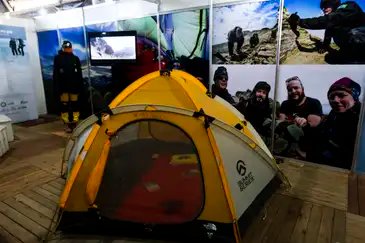 Visitantes podem conhecer as barracas e vestimentas usadas pelas equipes que estiveram na Antártica -Valter Campanato/Agência Brasil