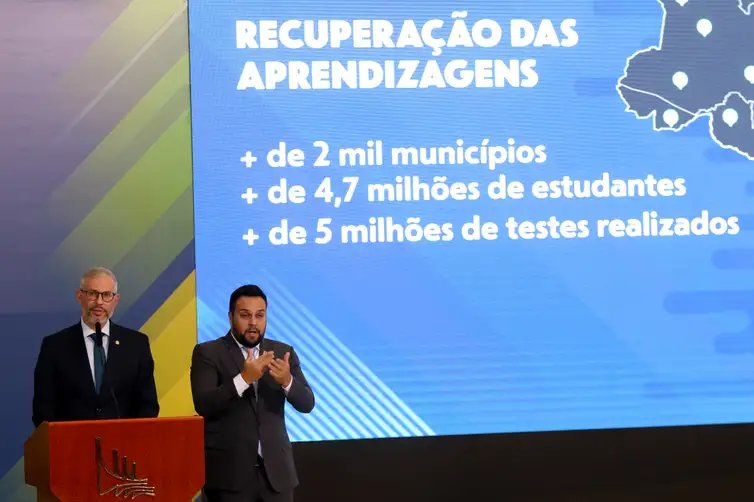 Ministro da Educação, Victor Godoy na da Solenidade alusiva à Política Nacional para Recuperação das Aprendizagens na Educação Básica e ao MECPlace -Wilson Dias/Agência Brasil